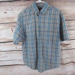 Austin Clothing Co Men's Med Blue plaid shirt short sleeve